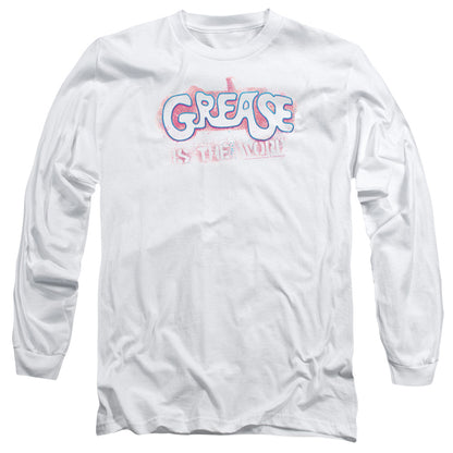 Grease Grease Is The Word Mens Long Sleeve Shirt White Officially Licensed Officially Licensed