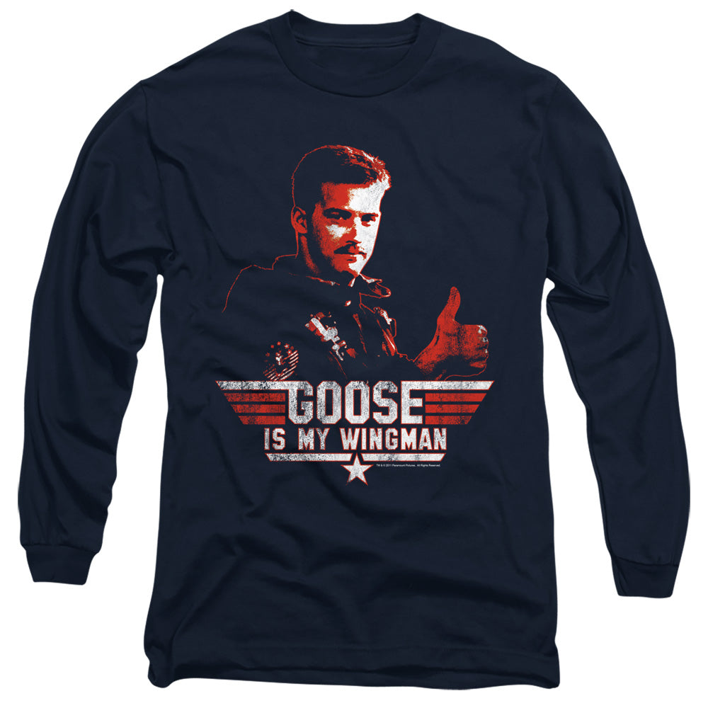 Top Gun Wingman Goose Mens Long Sleeve Shirt Navy Officially Licensed