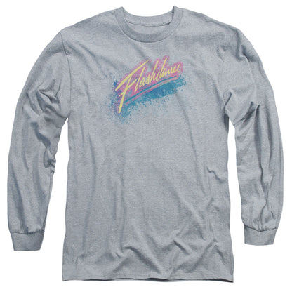 Flashdance Spray Logo Mens Long Sleeve Shirt Athletic Heather Officially Licensed Officially Licensed