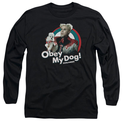 Zoolander Obey My Dog Mens Long Sleeve Shirt Black Officially Licensed