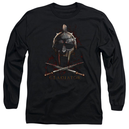 Gladiator Helmet Mens Long Sleeve Shirt Black Officially Licensed Officially Licensed
