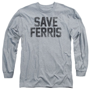 Ferris Bueller Save Ferris Mens Long Sleeve Shirt Athletic Heather