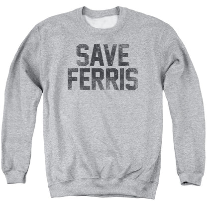 Ferris Bueller Save Ferris Mens Crewneck Sweatshirt Athletic Heather