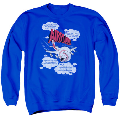 Airplane Picked The Wrong Day Mens Crewneck Sweatshirt Royal Blue