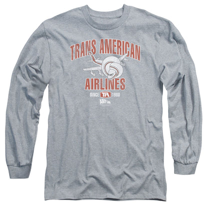 Airplane Trans American Mens Long Sleeve Shirt Athletic Heather