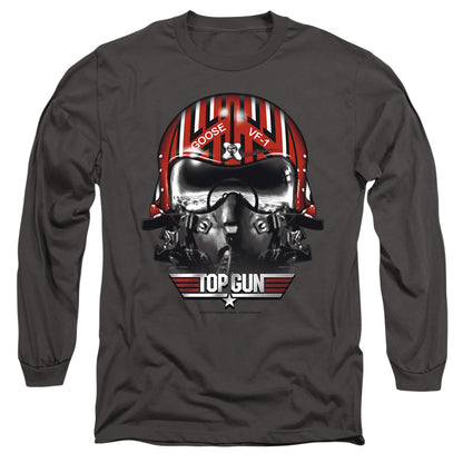 Top Gun Goose Helmet Mens Long Sleeve Shirt Charcoal Officially Licensed