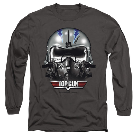 Top Gun Iceman Helmet Mens Long Sleeve Shirt Charcoal Officially Licensed