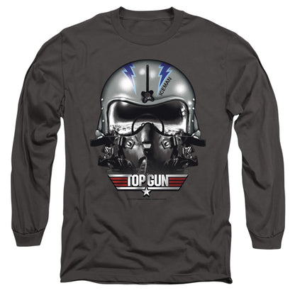 Top Gun Iceman Helmet Mens Long Sleeve Shirt Charcoal Officially Licensed