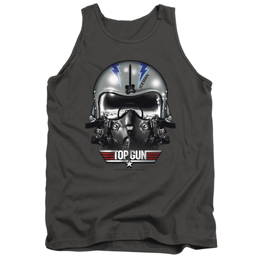 Top Gun Iceman Helmet Mens Tank Top Shirt Charcoal