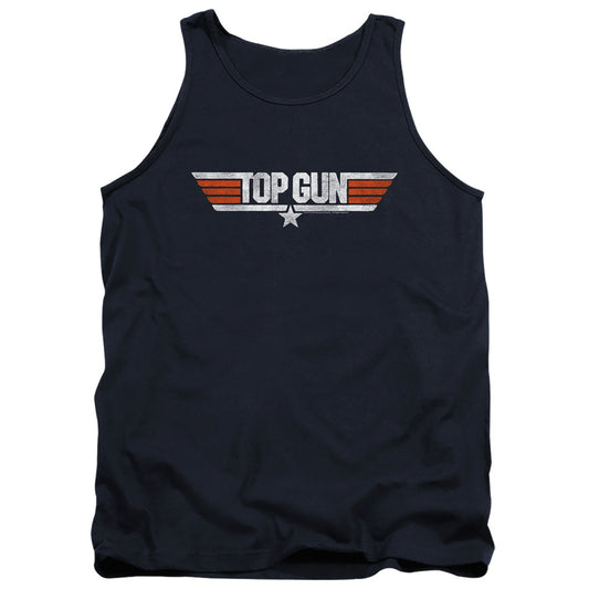 Top Gun Distressed Logo Mens Tank Top Shirt Navy