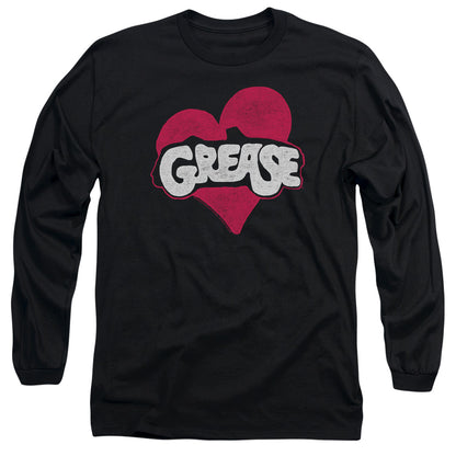 Grease Heart Mens Long Sleeve Shirt Black Officially Licensed Officially Licensed