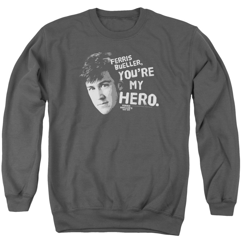 Ferris Bueller My Hero Mens Crewneck Sweatshirt Charcoal
