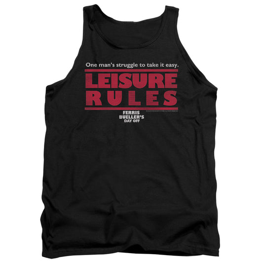 Ferris Bueller Leisure Rules Mens Tank Top Shirt Black