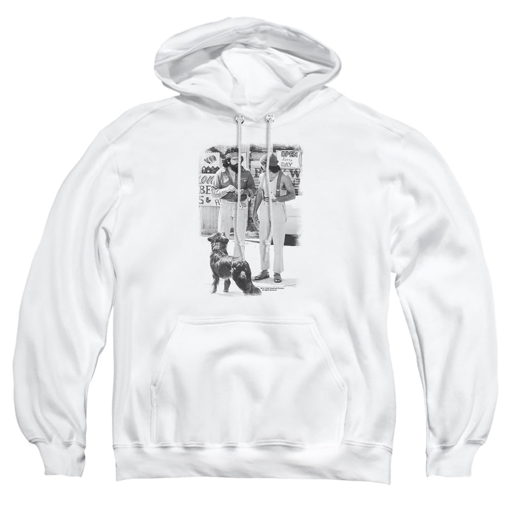Up In Smoke Cheech Chong Dog Mens Hoodie White Officially Licensed
