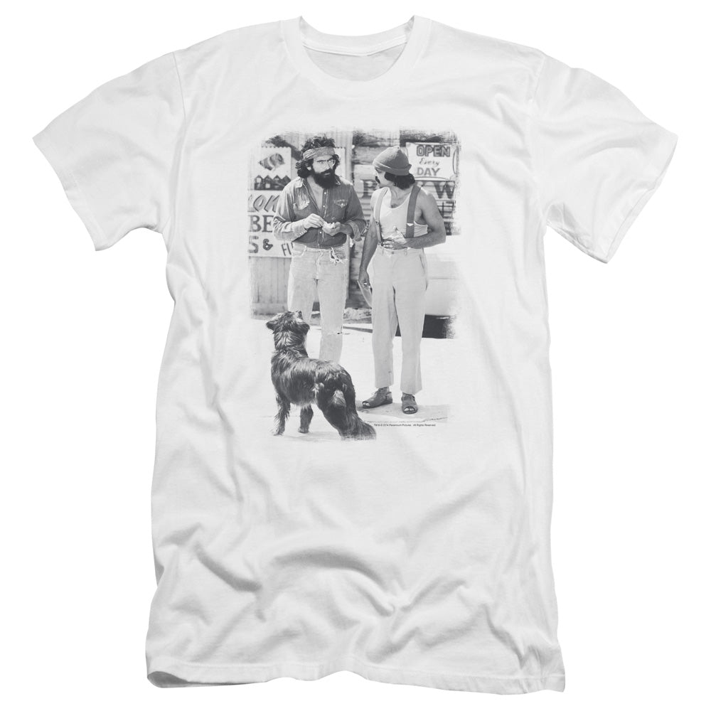 Up In Smoke Cheech Chong Dog Premium Bella Canvas Slim Fit Mens T Shirt White