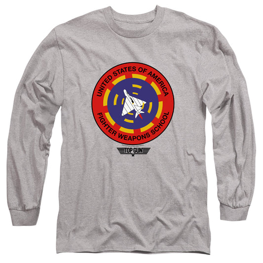 Top Gun Fighter Weapons School Mens Long Sleeve Shirt Athletic Heather Officially Licensed