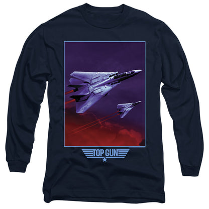 Top Gun Clouds Mens Long Sleeve Shirt Navy Officially Licensed
