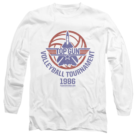 Top Gun Volleyball Tournament Mens Long Sleeve Shirt White Officially Licensed