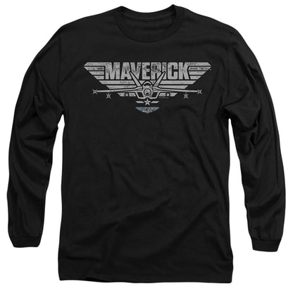 Top Gun: Maverick Maverick Plane Logo Mens Long Sleeve Shirt Black Officially Licensed