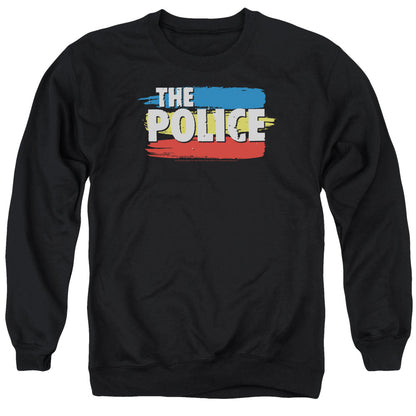 The Police Three Stripes Logo Mens Crewneck Sweatshirt Black