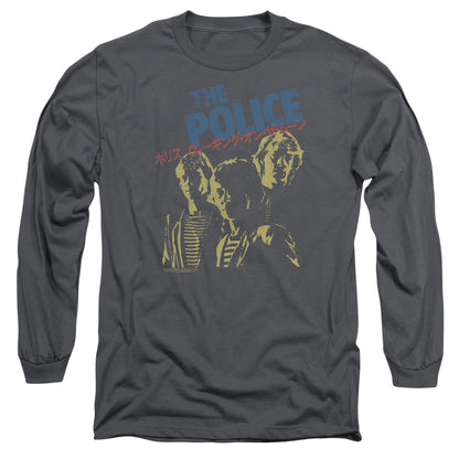 The Police Japanese Poster Mens Long Sleeve Shirt Charcoal