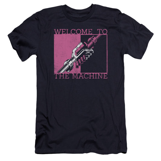 Pink Floyd Welcome To The Machine Hbo Premium Bella Canvas Slim Fit Mens T Shirt Navy