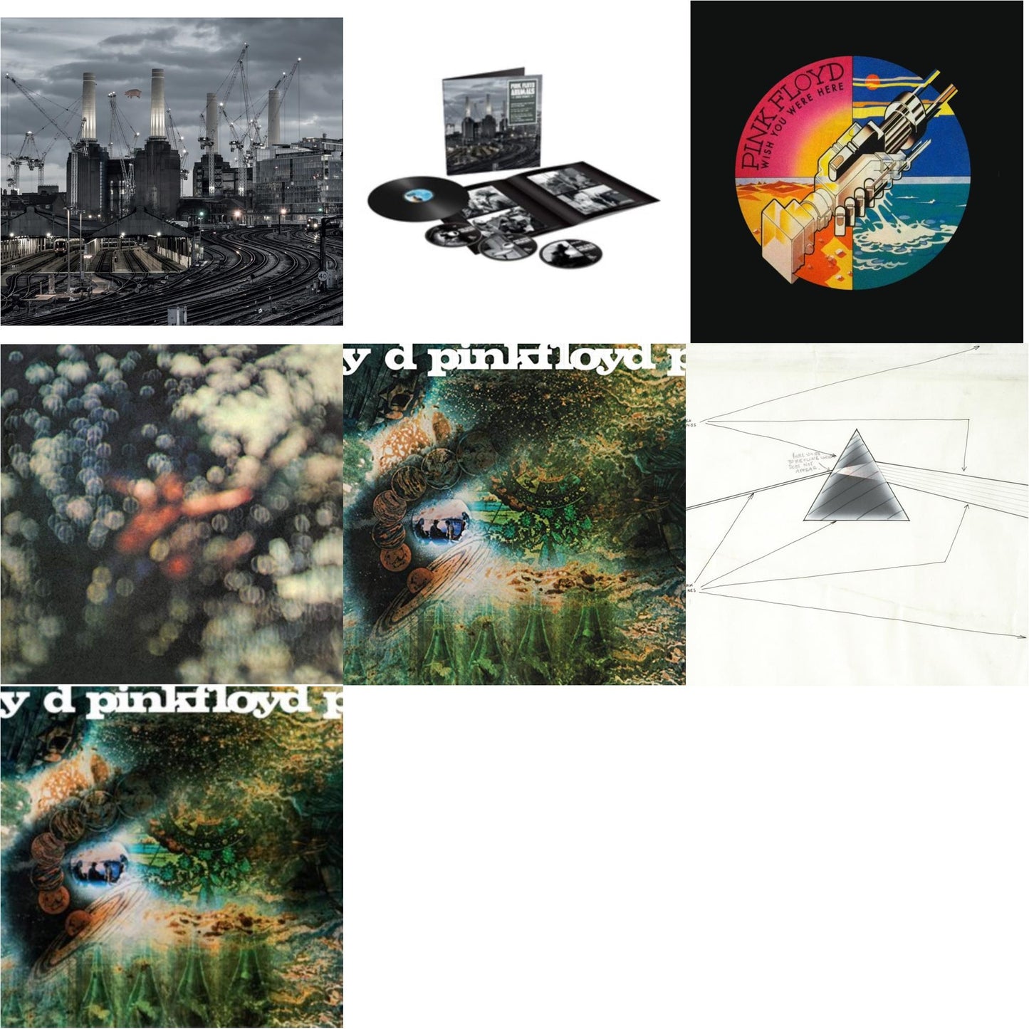 Pink Floyd - Animals (2018 Remix) (180G/LP/CD/Blu-Ray/DVD) & Animals (2018 Remix) (LP/CD/DVD/Blu-Ray/180G) & Wish You Were Here (Limited) & Obscured By Clouds (180G/2016 Version) & Saucerful Of Secrets (180G) & Dark Side Of The Moon Live At Wembley