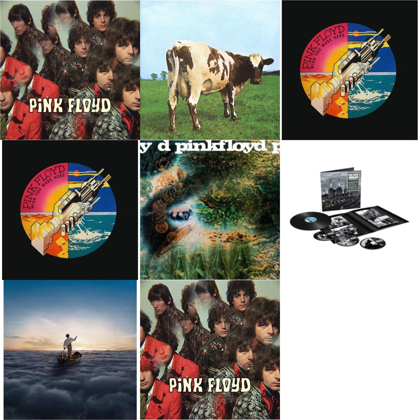 Pink Floyd - Piper At The Gates Of Dawn (Mono Version) & Atom Heart Mother (180G/Gatefold/2016 Version) & Wish You Were Here (Limited) & Wish You Were Here (180G) & Saucerful Of Secrets (Mono/180G) & Animals (2018 Remix) (LP/CD/DVD/Blu-Ray/180G) &