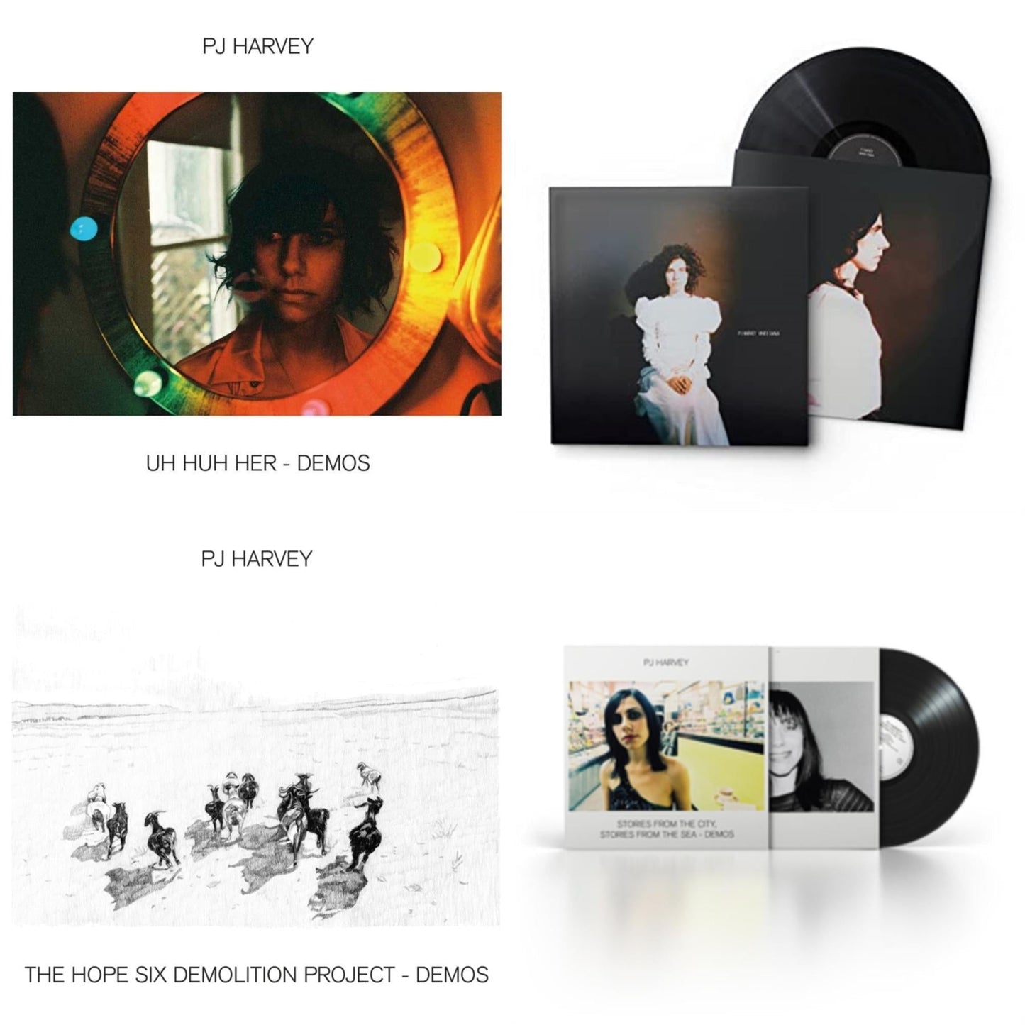 Pj Harvey - Uh Huh Her (Demos) & White Chalk & Hope Six Demolition Project - Demos & Stories From The City, Stories From The Sea - Demos - LP Vinyl Bundle