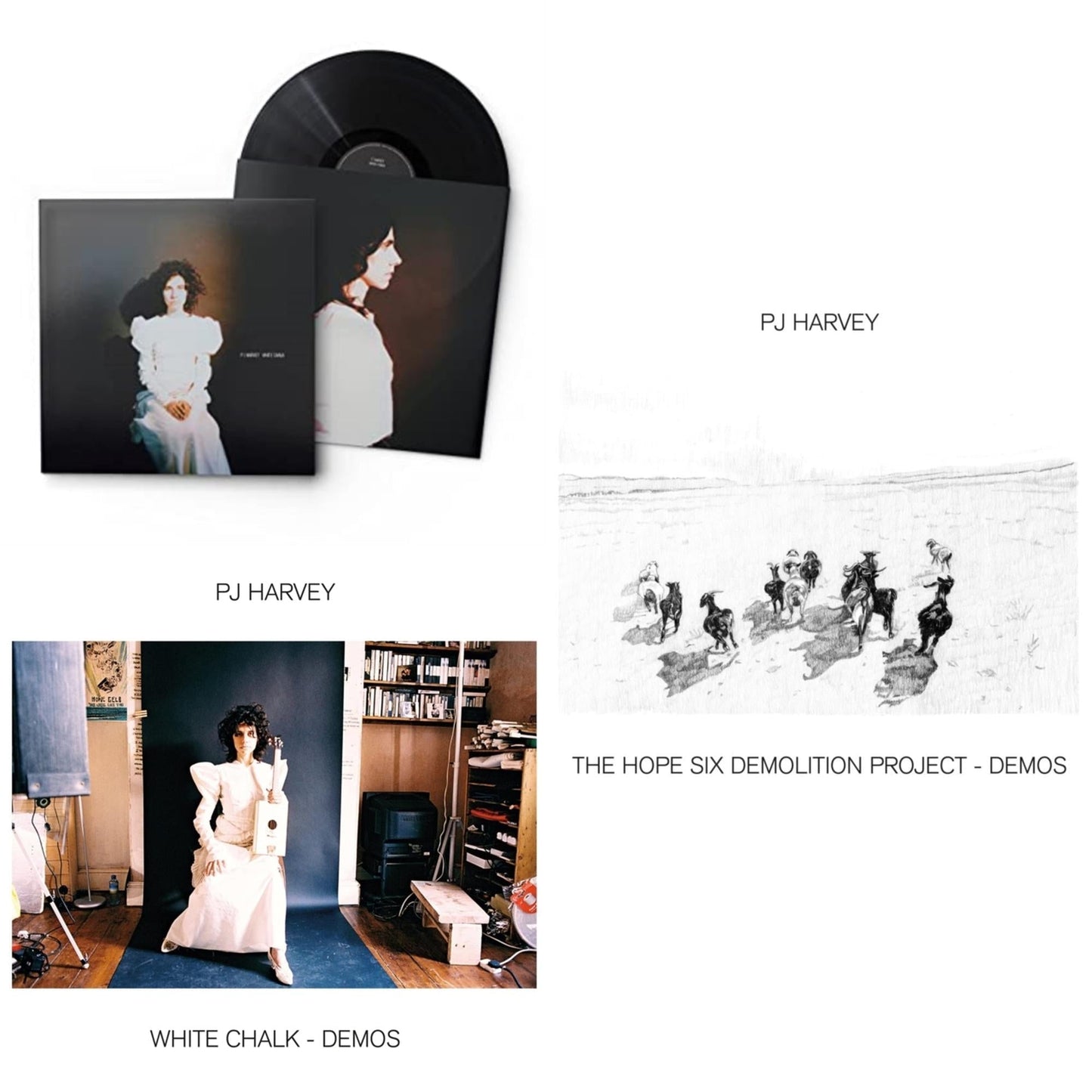 Pj Harvey - White Chalk & White Chalk (Demos) & Hope Six Demolition Project - Demos - LP Vinyl Bundle