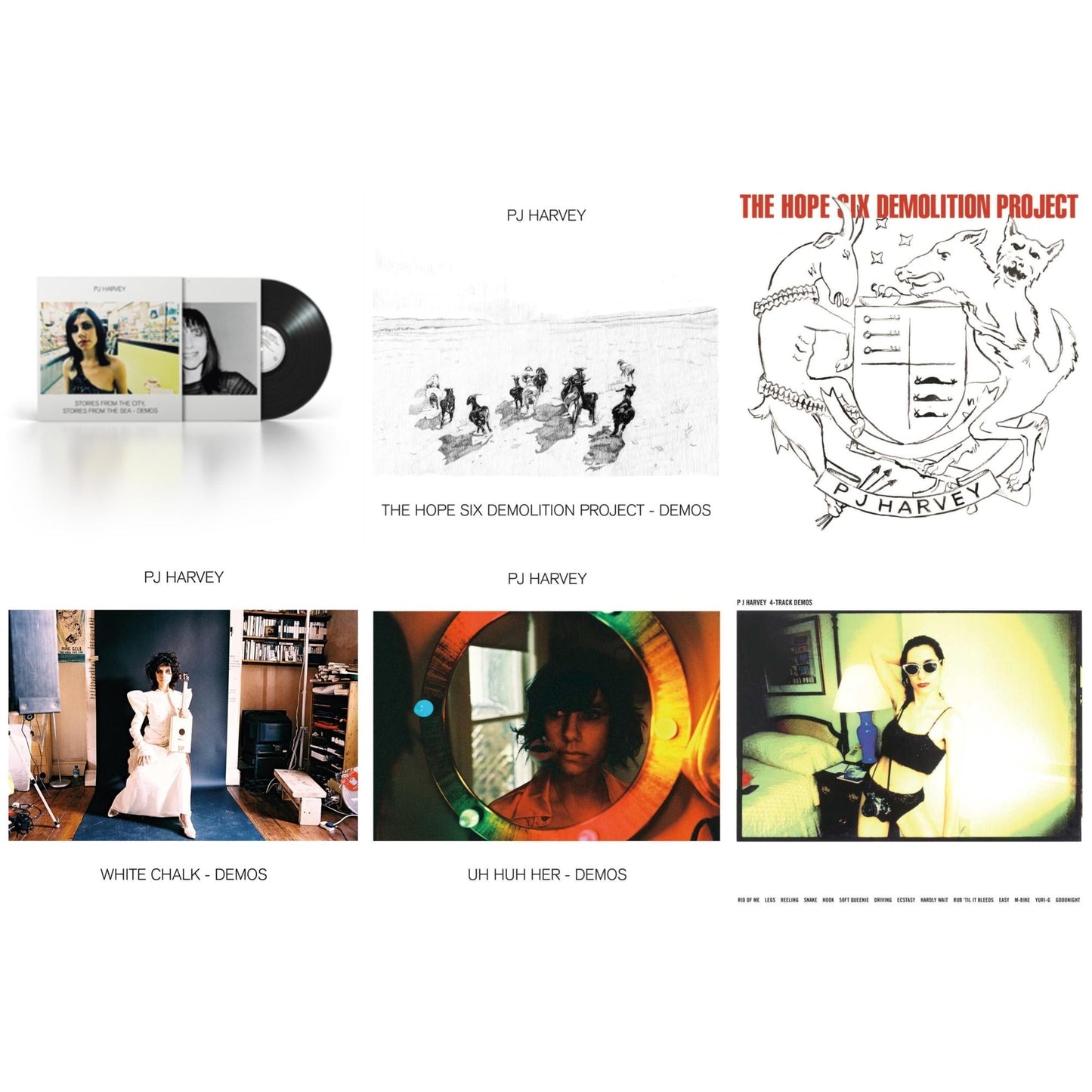 Pj Harvey - Uh Huh Her (Demos) & White Chalk (Demos) & Hope Six Demolition Project & Hope Six Demolition Project - Demos & 4-Track Demos & Stories From The City, Stories From The Sea - Demos - LP Vinyl Bundle