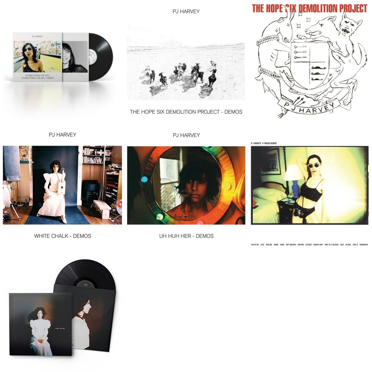 Pj Harvey - Uh Huh Her (Demos) & White Chalk & White Chalk (Demos) & Hope Six Demolition Project & Hope Six Demolition Project - Demos & 4-Track Demos & Stories From The City, Stories From The Sea - Demos - LP Vinyl Bundle