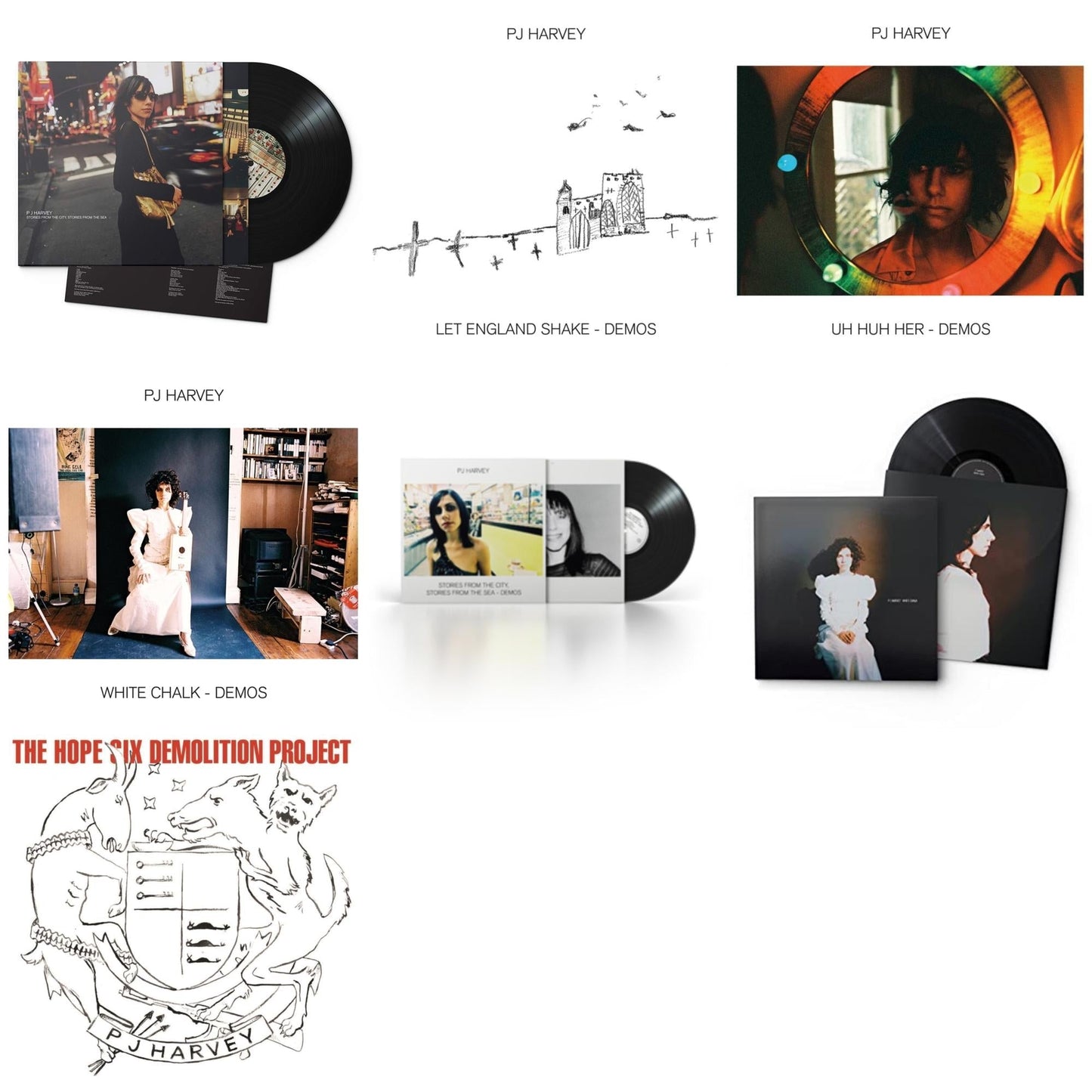 Pj Harvey - Uh Huh Her (Demos) & White Chalk & White Chalk (Demos) & Let England Shake - Demos & Hope Six Demolition Project & Stories From The City, Stories From The Sea & Stories From The City, Stories From The Sea - Demos - LP Vinyl Bundle