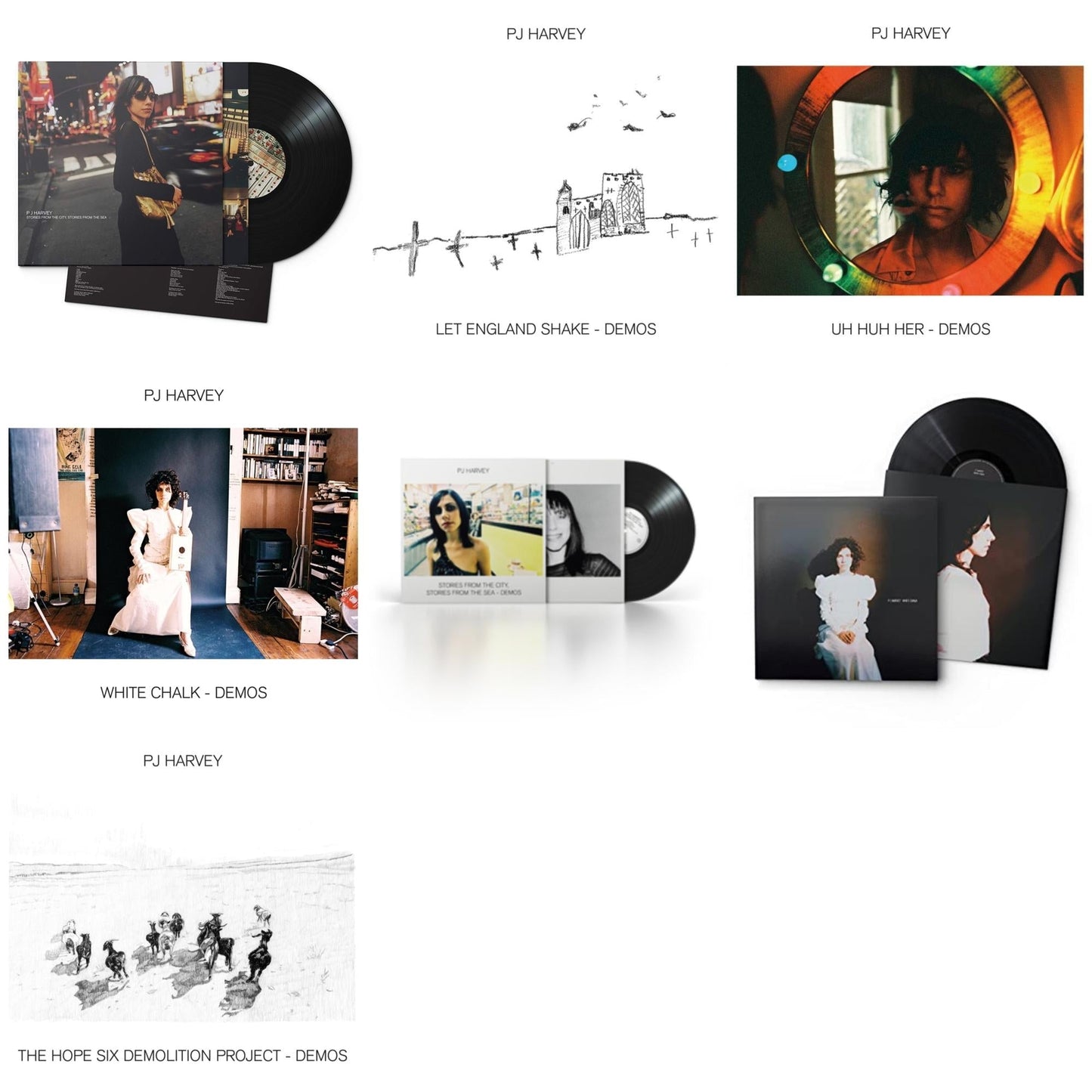 Pj Harvey - Stories From The City, Stories From The Sea & Let England Shake - Demos & Uh Huh Her (Demos) & White Chalk (Demos) & Stories From The City, Stories From The Sea - Demos & White Chalk & Hope Six Demolition Project - Demos - LP Vinyl Bundle