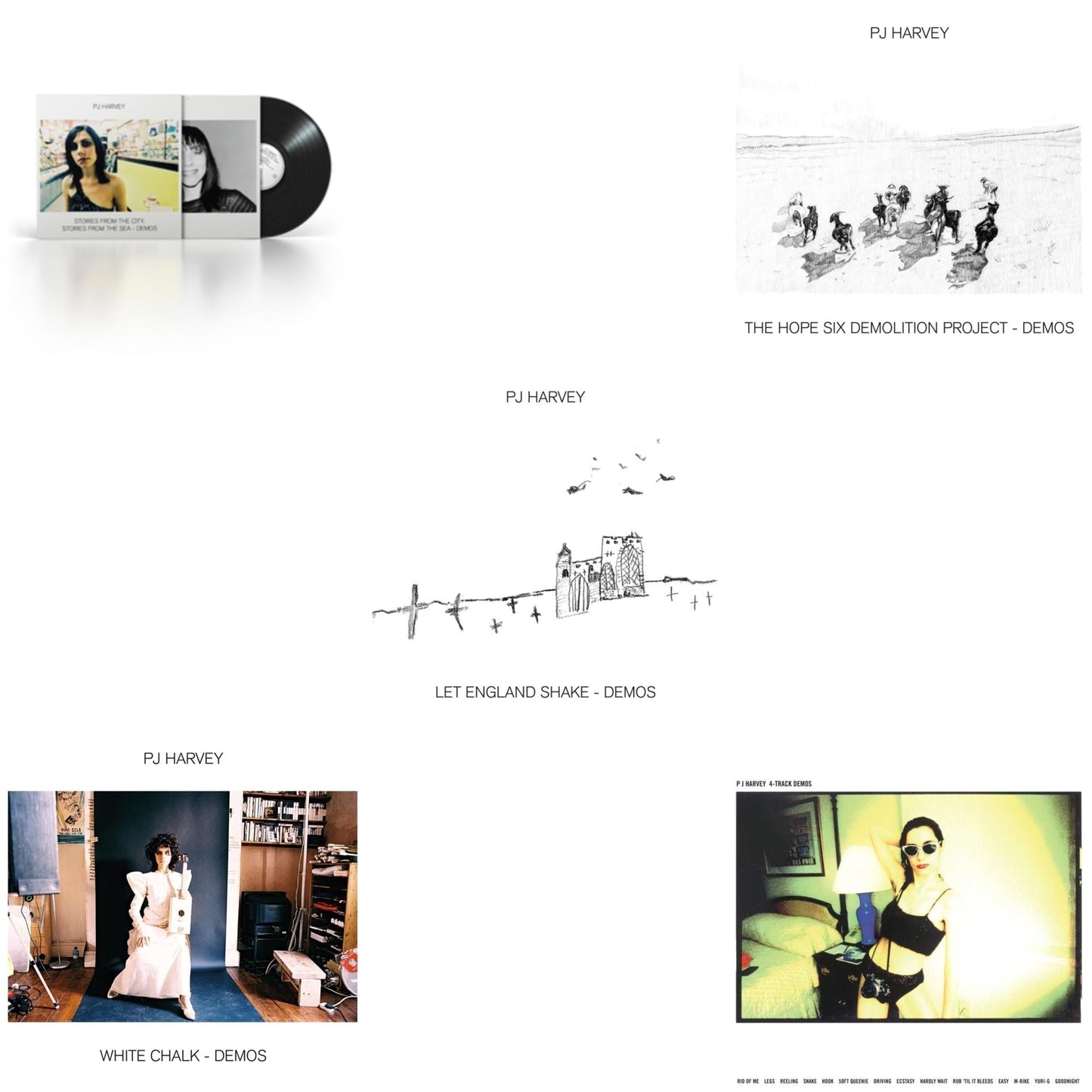 Pj Harvey - Stories From The City, Stories From The Sea - Demos & White Chalk (Demos) & Let England Shake - Demos & Hope Six Demolition Project - Demos & 4-Track Demos - LP Vinyl Bundle