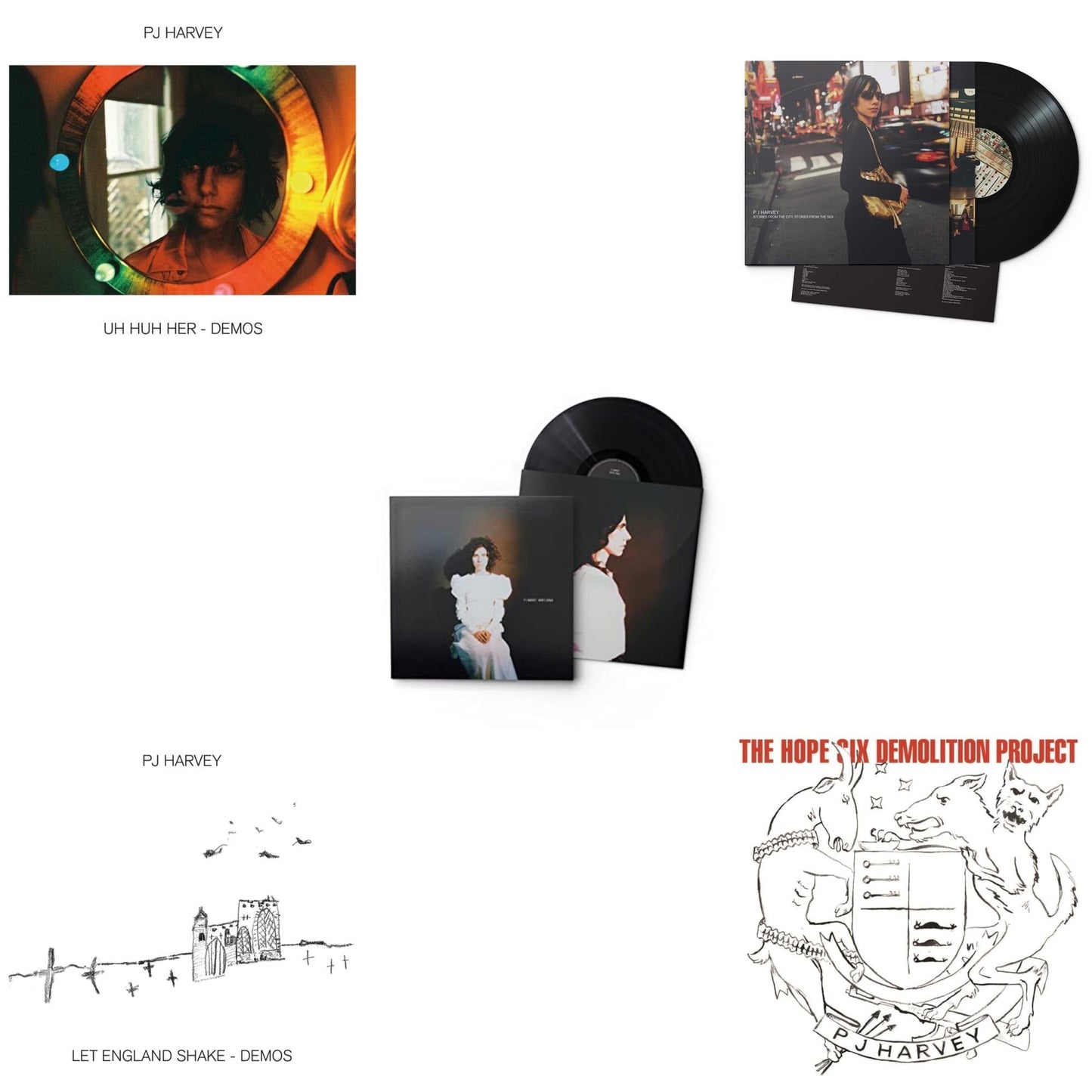 Pj Harvey - Uh Huh Her (Demos) & Let England Shake - Demos & White Chalk & Stories From The City, Stories From The Sea & Hope Six Demolition Project - LP Vinyl Bundle