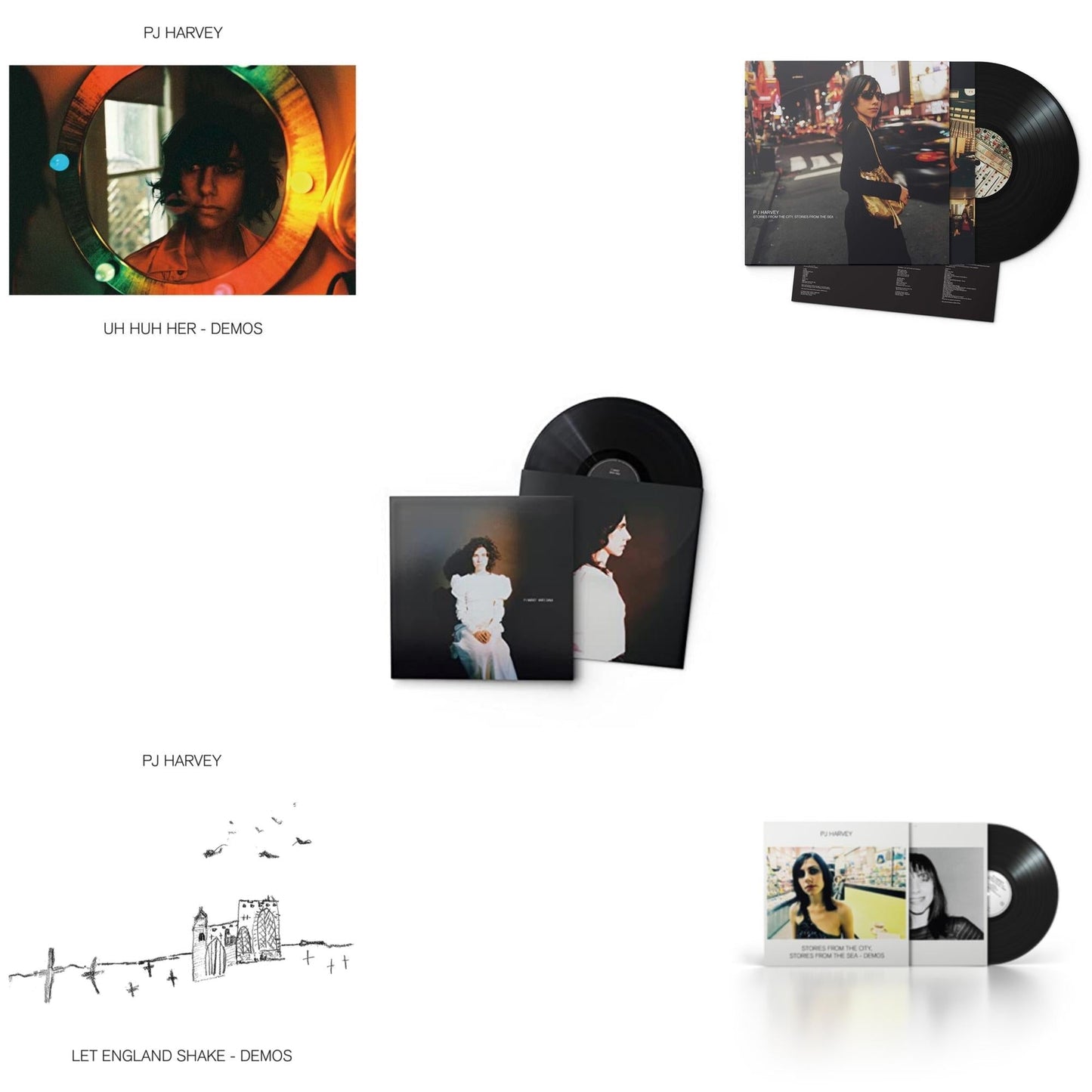 Pj Harvey - Uh Huh Her (Demos) & Let England Shake - Demos & White Chalk & Stories From The City, Stories From The Sea & Stories From The City, Stories From The Sea - Demos - LP Vinyl Bundle