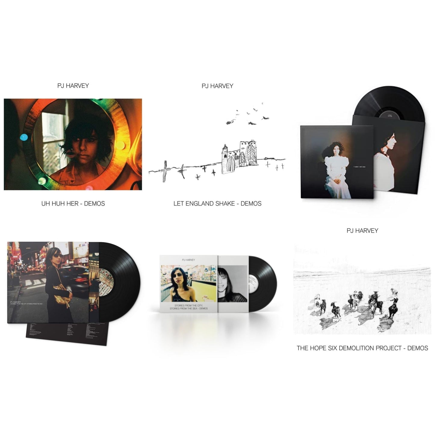 Pj Harvey - Uh Huh Her (Demos) & Let England Shake - Demos & White Chalk & Stories From The City, Stories From The Sea & Stories From The City, Stories From The Sea - Demos & Hope Six Demolition Project - Demos - LP Vinyl Bundle