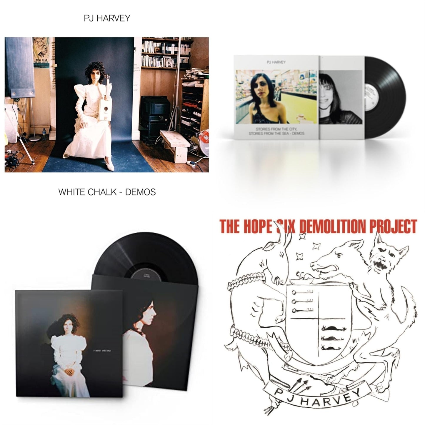 Pj Harvey - White Chalk (Demos) & Stories From The City, Stories From The Sea - Demos & White Chalk & Hope Six Demolition Project - LP Vinyl Bundle