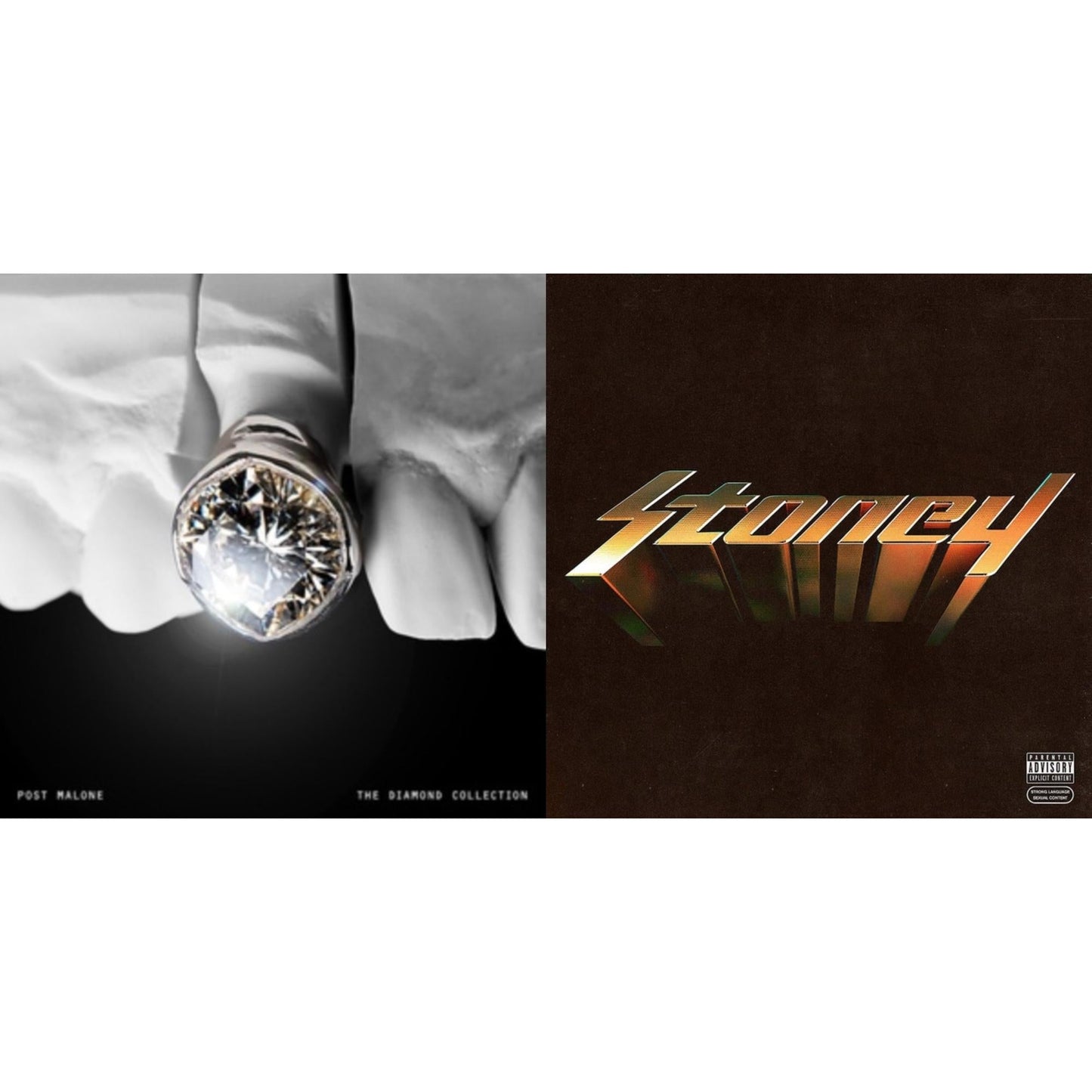 Post Malone - Diamond Collection (Metallic Silver Vinyl/2LP) & Stoney (Orange LP Vinyl)