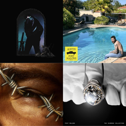 Post Malone - Austin (Forest Green/2LP) (X) & Diamond Collection (Metallic Silver Vinyl/2LP) & Hollywood's Bleeding (2LP/Pink Vinyl) & Beerbongs & Bentleys (2LP/Clear Vinyl)