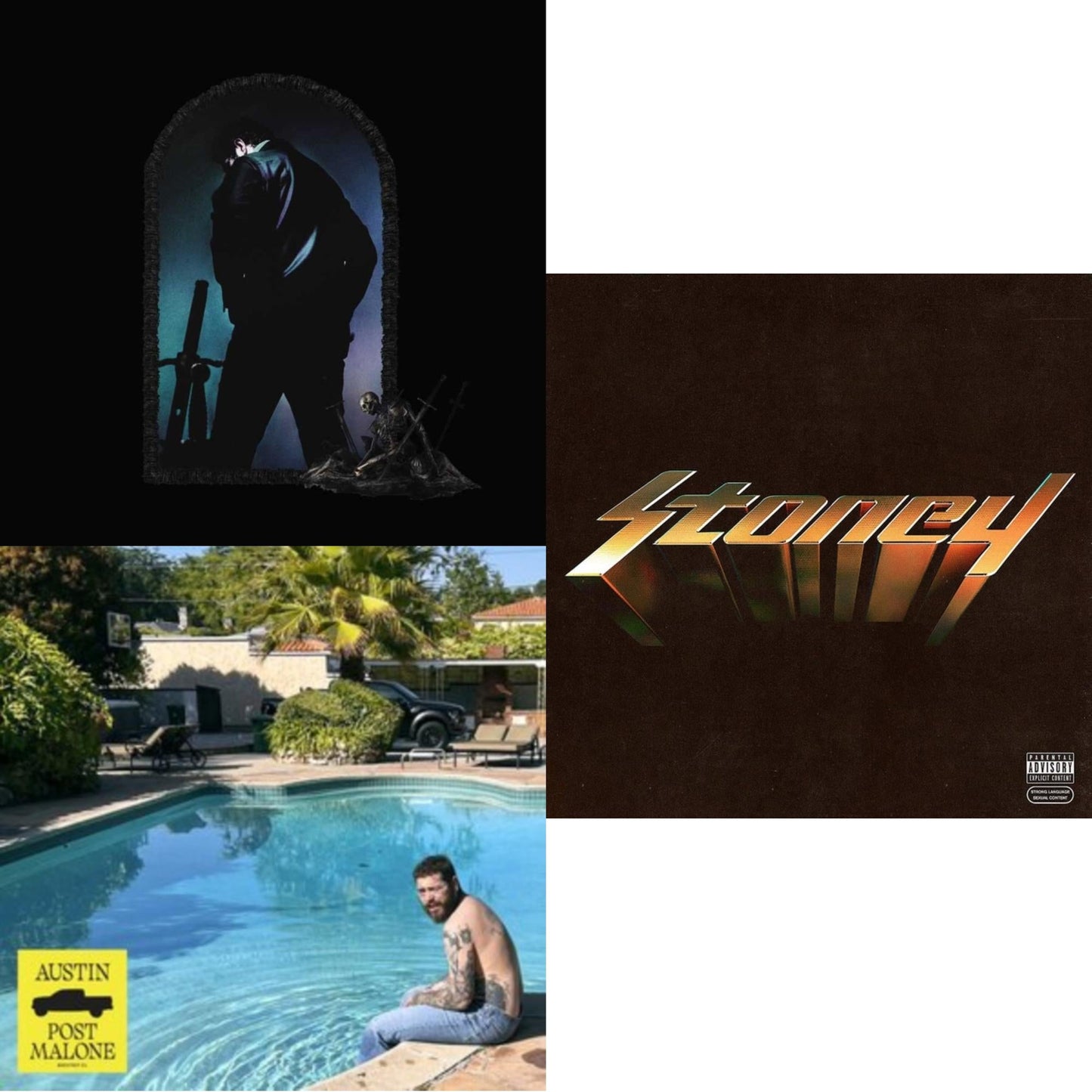Post Malone - Austin (Forest Green/2LP) (X) & Hollywood's Bleeding (2LP/Pink Vinyl) & Stoney (Orange LP Vinyl)