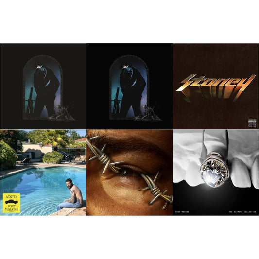 Post Malone - Austin (Forest Green/2LP) (X) & Diamond Collection (Metallic Silver Vinyl/2LP) & Hollywood's Bleeding (Lavender Vinyl/2LP) & Hollywood's Bleeding (2LP/Pink Vinyl) & Stoney (Orange LP Vinyl) & Beerbongs & Bentleys (2LP/Clear Vinyl)