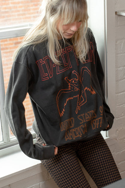 Led Zeppelin USA 1977 Womens Sweatshirt Black