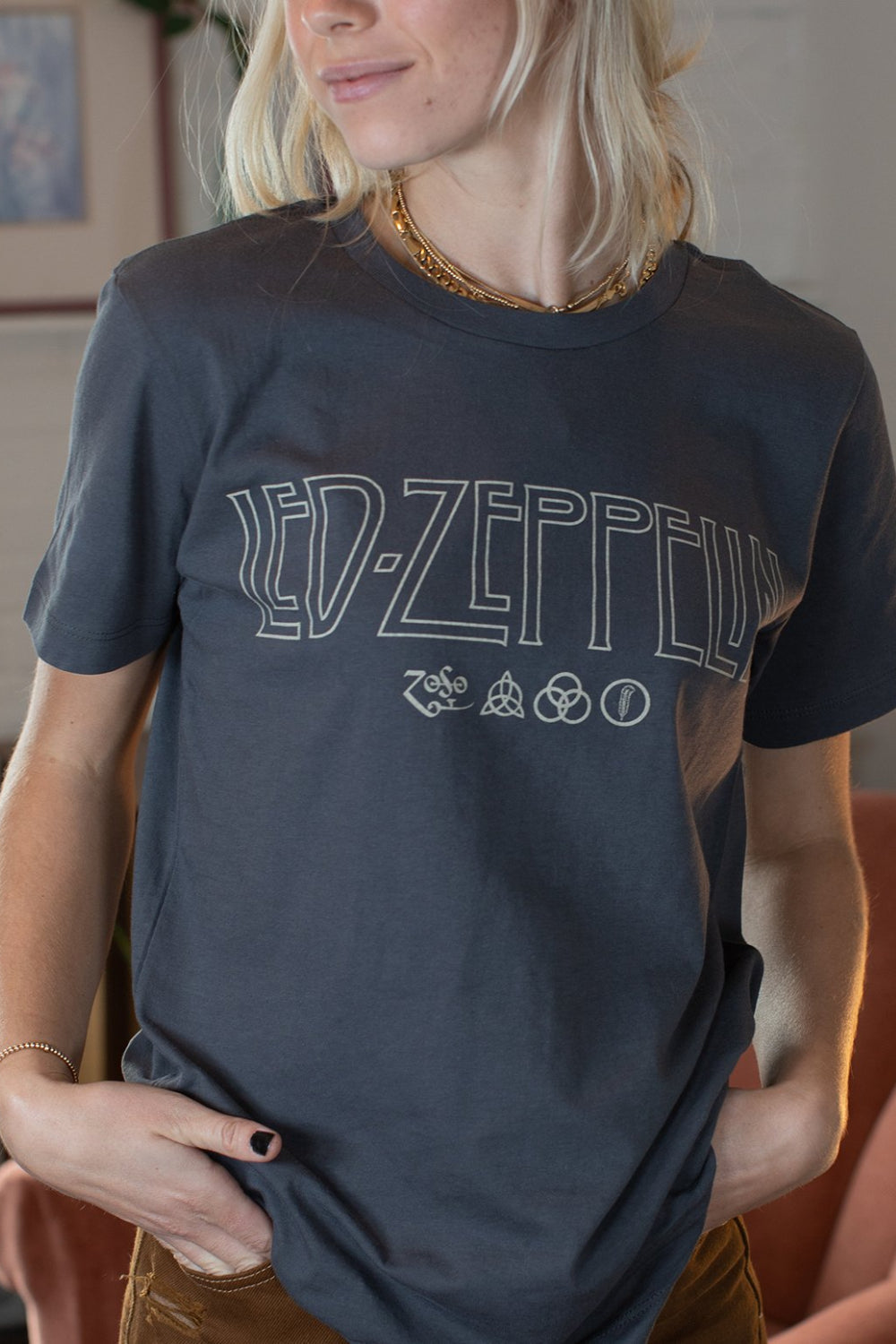 Led Zeppelin Logo Womens Tee Shirt Grey