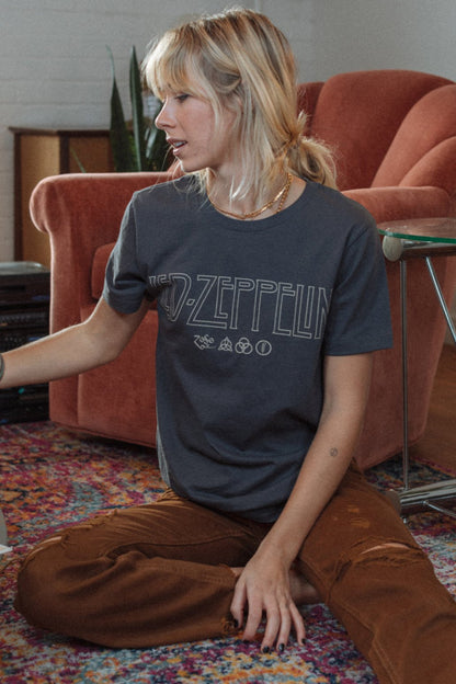 Led Zeppelin Logo Womens Tee Shirt Grey