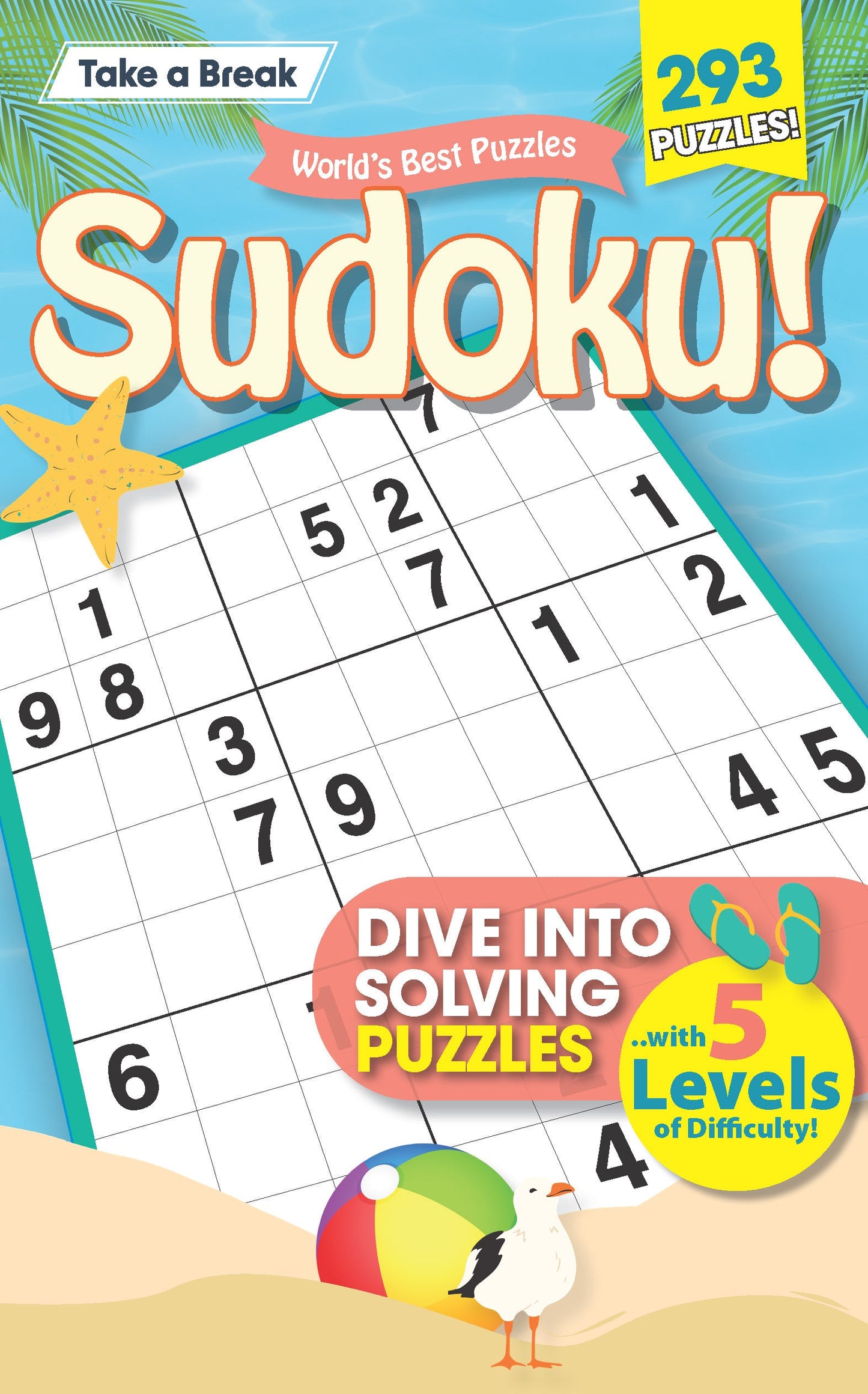 World's Best Puzzles - Sudoku: 293 Puzzles, Summer Edition, 5 Levels Of Difficulty, Pool Day Activity, Vacation Relaxation, Family Fun, Unwind, Unplug, De-Stress, Mind-Boosting, Self-Care & Solve!