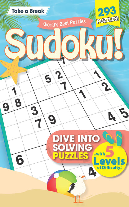 World's Best Puzzles - Sudoku: 293 Puzzles, Summer Edition, 5 Levels Of Difficulty, Pool Day Activity, Vacation Relaxation, Family Fun, Unwind, Unplug, De-Stress, Mind-Boosting, Self-Care & Solve!