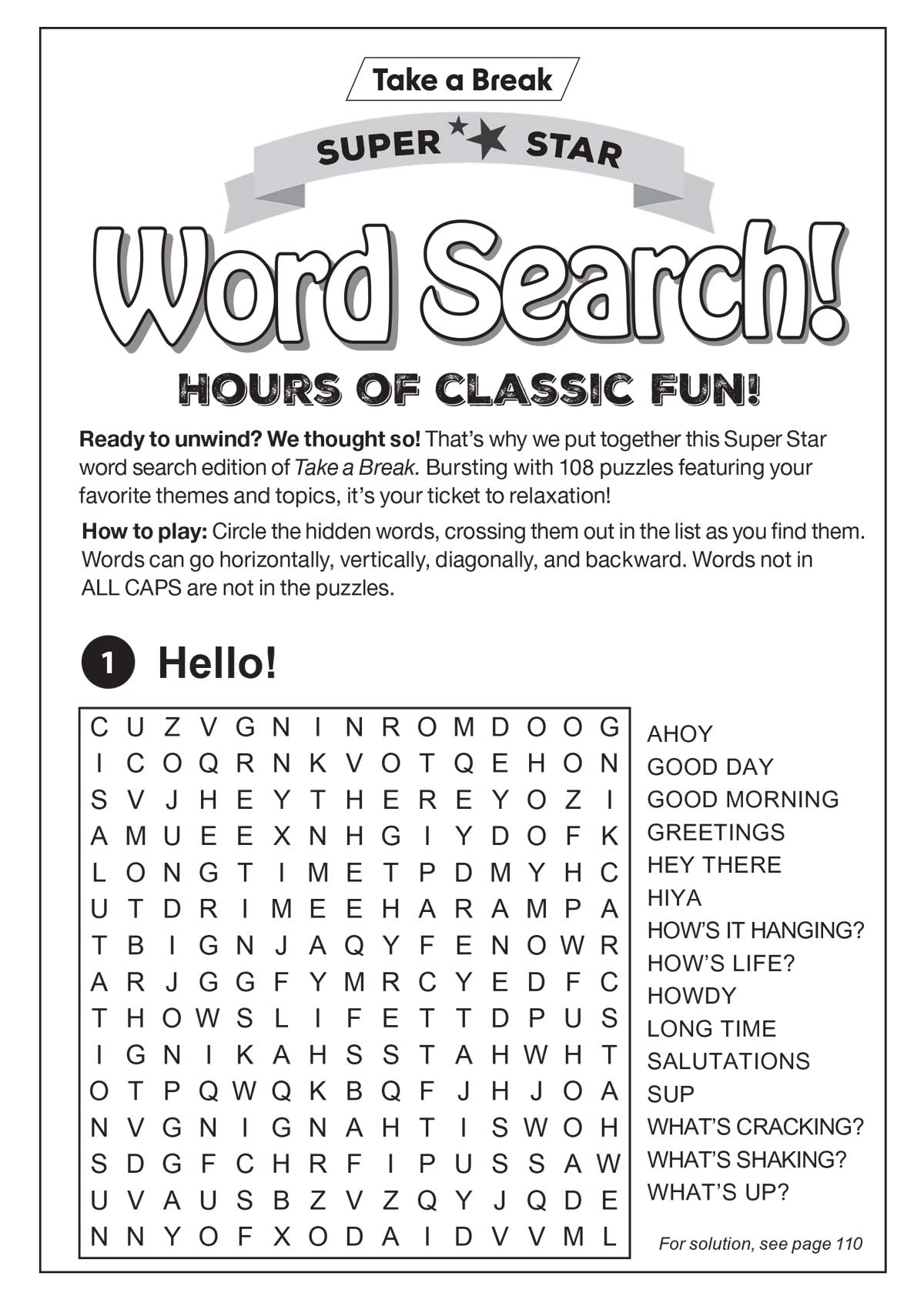Take a Break - Super Star Word Search #2