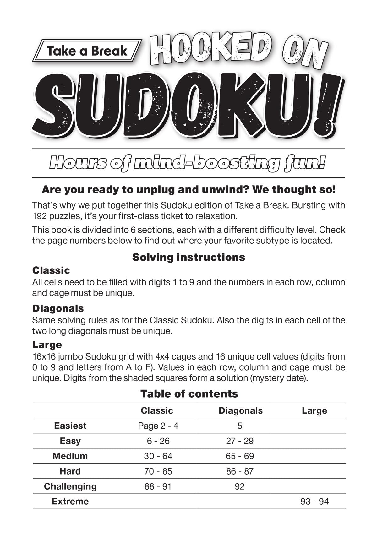 Take a Break - Hooked on Sudoku #4